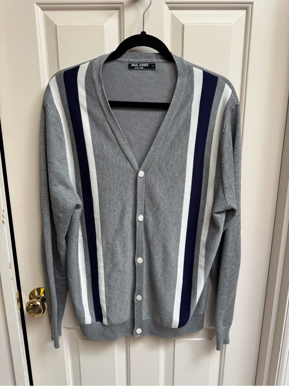 Paul Jones Grandpa Cardigan Navy & White Stripe
